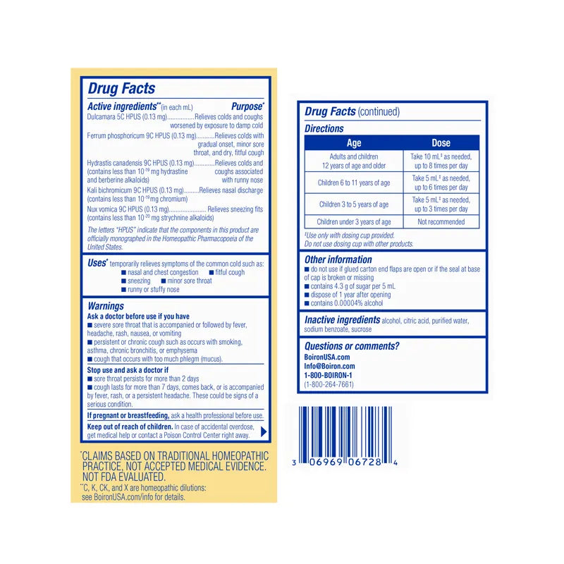 Adult Chestal Cold & Cough Syrup 6.7 oz (200 mL) by Boiron