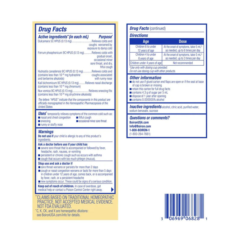 Chestal Kids Original Cold Syrup 6.7 oz (200 mL) by Boiron