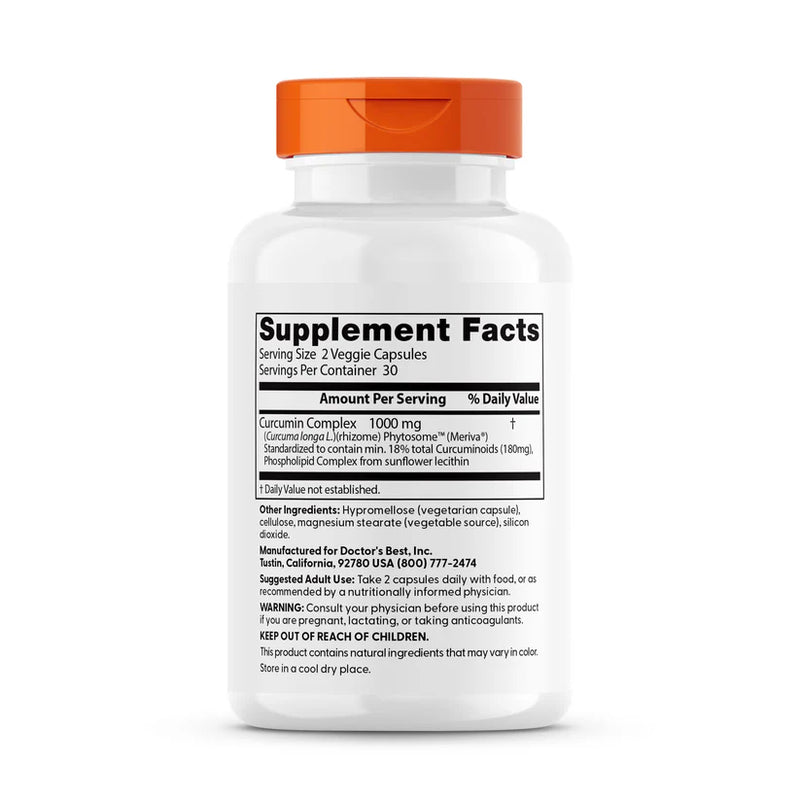 Curcumin Phytosome with Meriva, 1,000 mg Per Serving, 60 Veggie Caps