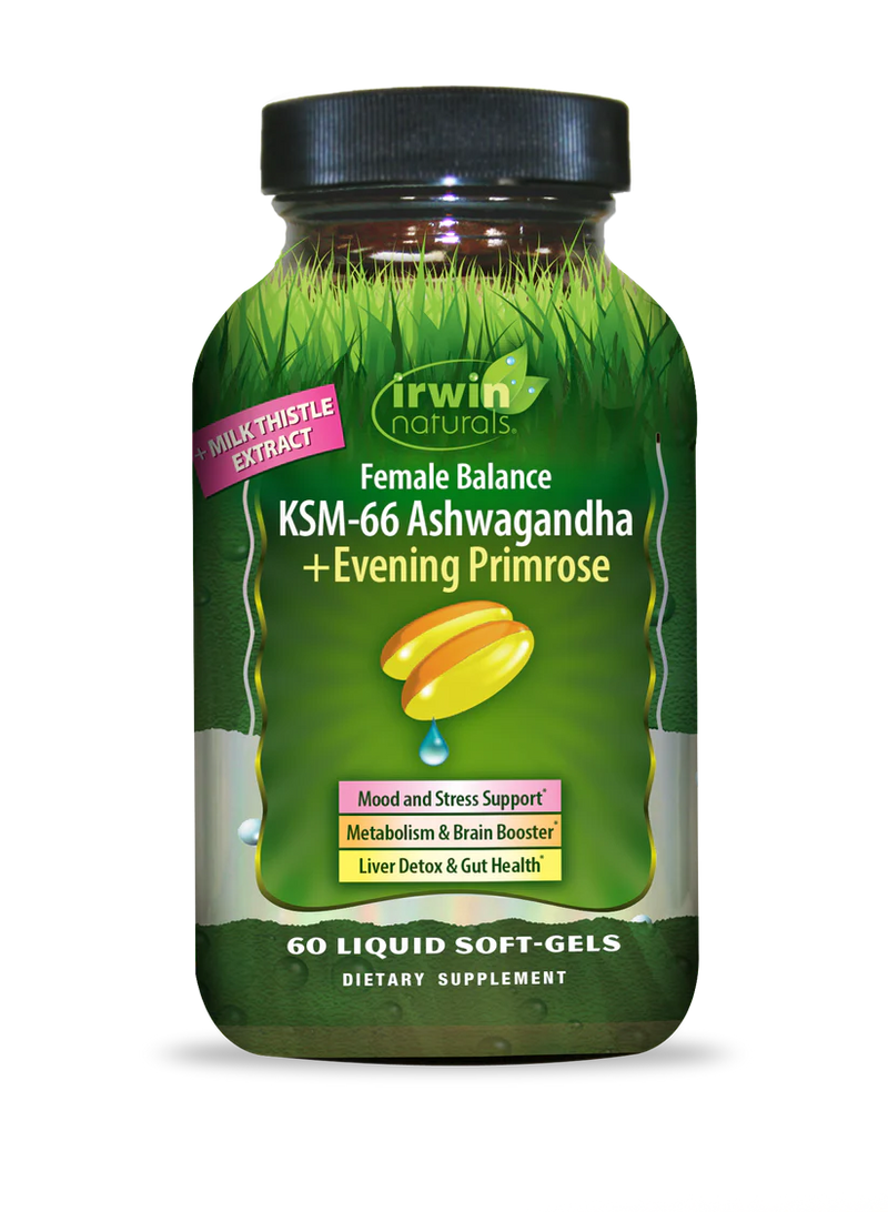 Female Balance, KSM-66® Ashwagandha + Evening Primrose, 60 Liquid Soft-Gels by Irwin Naturals