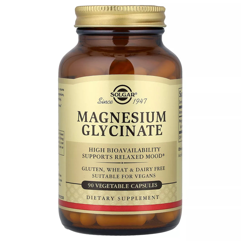 Magnesium Glycinate, 90 Vegetable Capsules (120 mg per Capsule) by Solgar