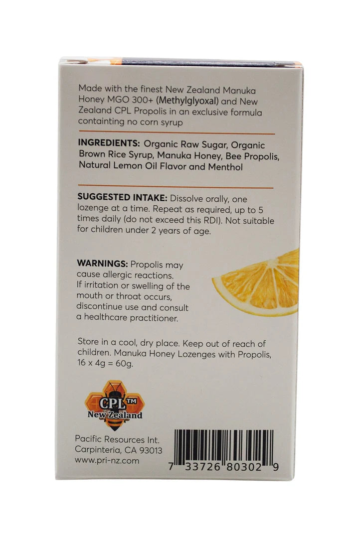 Manuka Honey & Propolis Lemon & Honey, Lozenges 16ct, by P.R.I