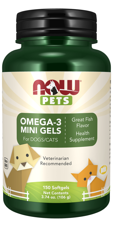 Omega-3 Mini Gels for Dogs and Cats 150 Softgels by NOW
