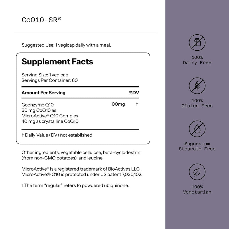 CoQ10-SR (24 hour sustained release) 100 mg 60 Vegicaps by Quality of Life