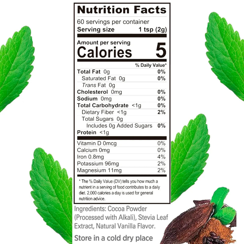 Cocoa Delight Sugar Free Semi Sweet Cocoa Powder 4.2 oz (120 g) by Stevita Naturals