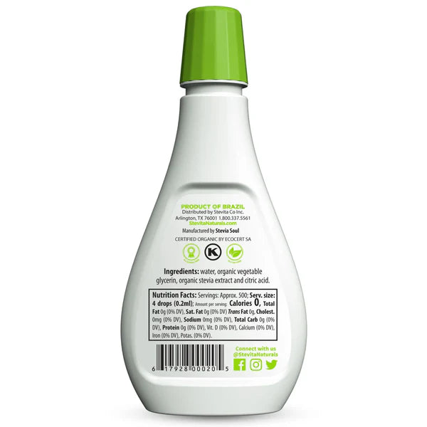 Organic Stevia Liquid Drops 3.3 oz (100 mL) by Stevita Naturals