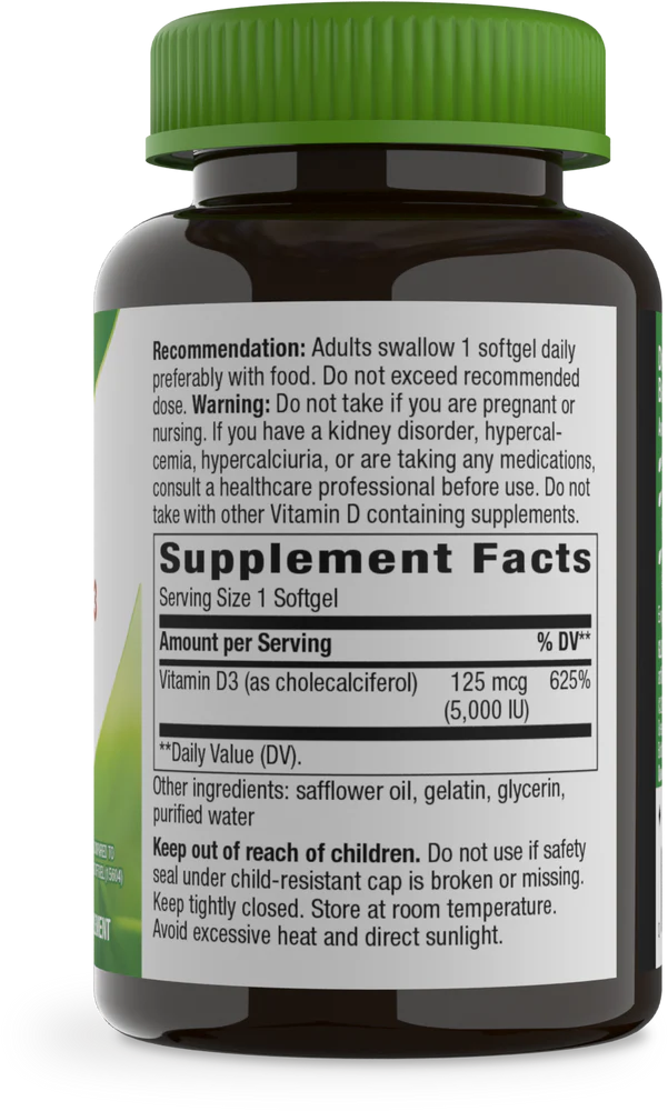 Vitamin D3 125 mcg (5,000 IU) 240 Softgels