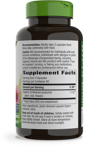 Echinacea Purpurea Herb 400 mg 180 Vegetarian Capsules