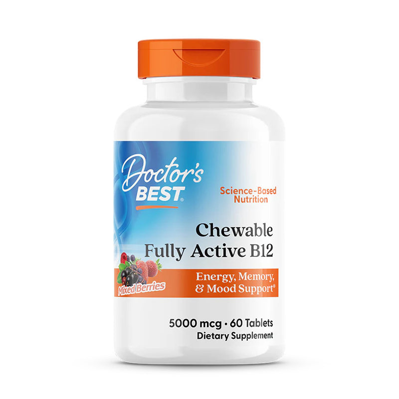 Chewable Fully Active B12 5000 mcg 60 Tablets Mixed Berries Flavor by Doctor&