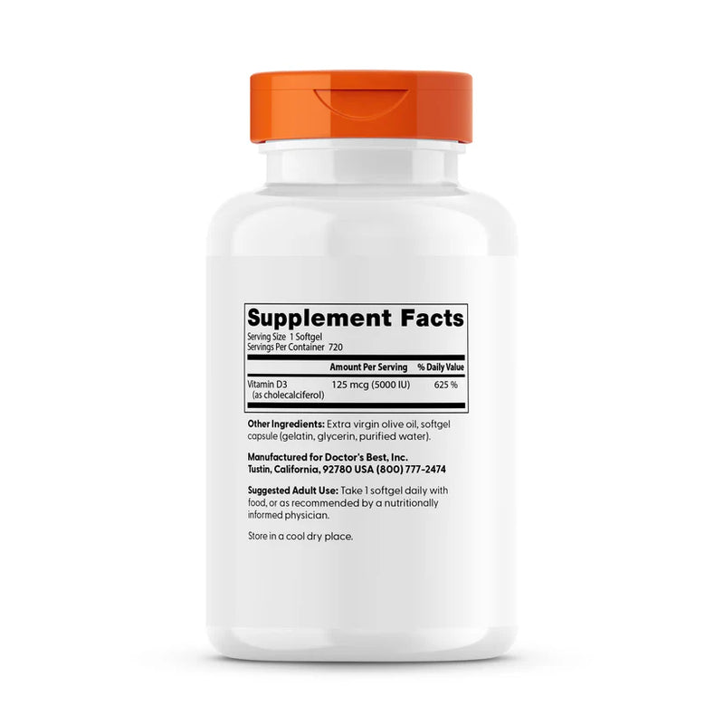 Vitamin D3 125 mcg (5000 IU) 720 Softgels