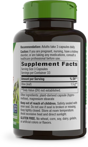 Olive Leaf 500 mg 100 Vegetarian Capsules
