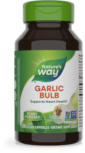 Garlic Bulb 580 mg 100 Vegetarian Capsules by Nature&