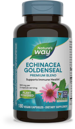 Echinacea Goldenseal 450 mg 180 Vegetarian Capsules by Nature&