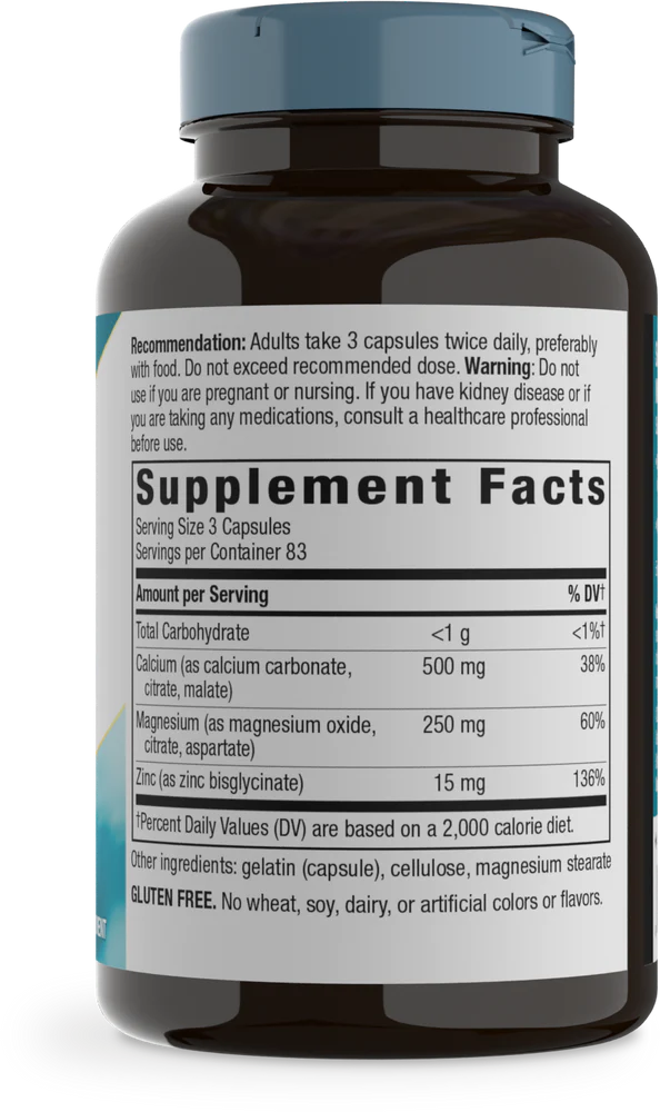 Calcium Mag & Zinc Mineral Complex 250 Capsules by Nature&