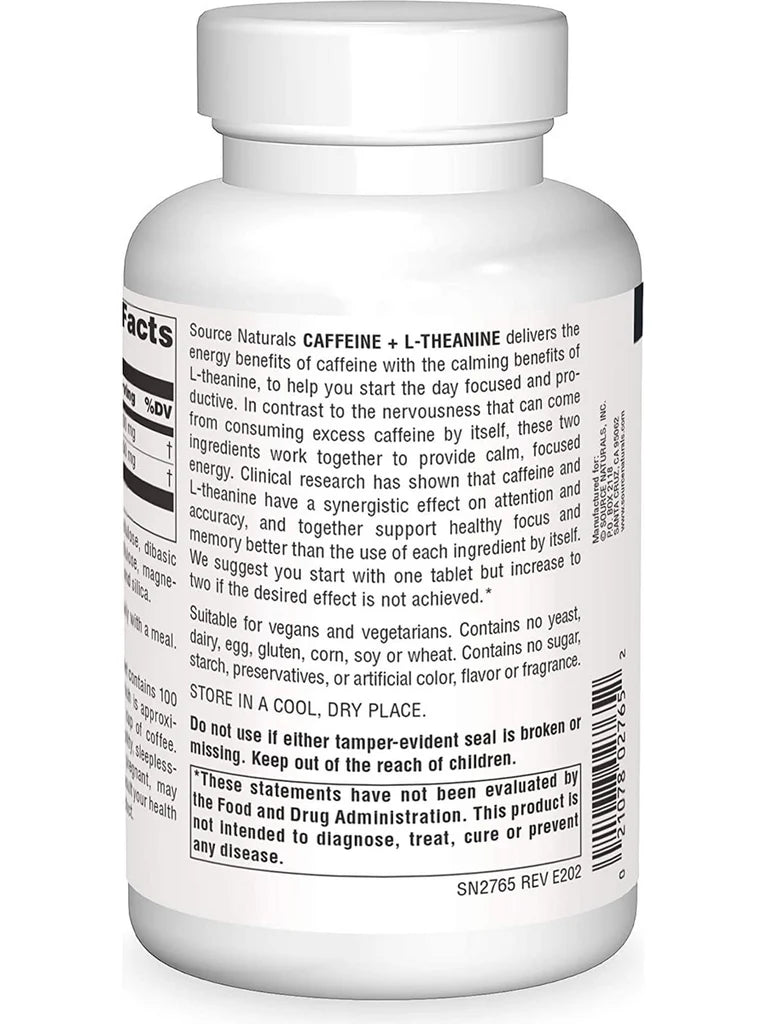 Caffeine + L-Theanine 240 Tablets by Source Naturals