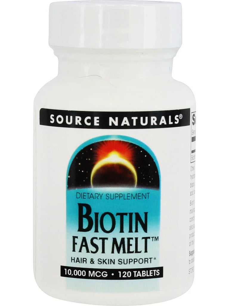 Biotin Fast Melt™, 10,000 mcg, 120 Tablets by Source Naturals