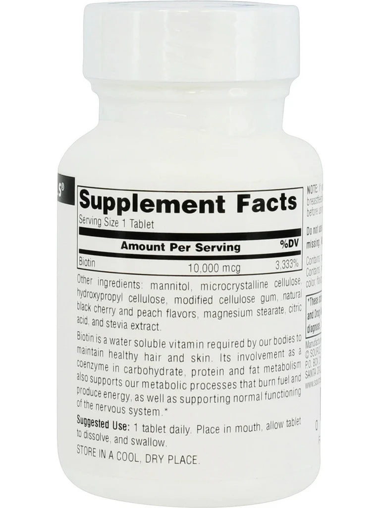 Biotin Fast Melt™, 10,000 mcg, 120 Tablets by Source Naturals