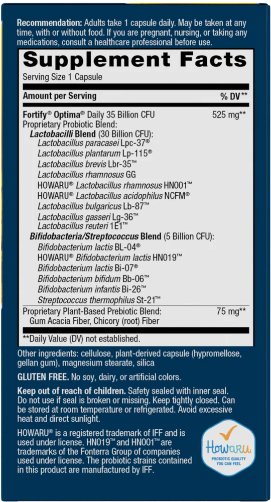 Optima® Probiotic, Fortify® 35 Billion, 30 Delayed-Release Capsules by Nature&