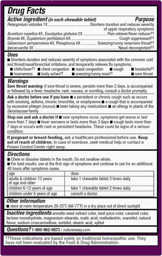 Umcka Cold+Flu Berry Flavor 20 Chewable Tablets