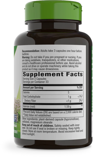 Valerian Root 1,590 mg 100 Vegan Capsules by Nature&